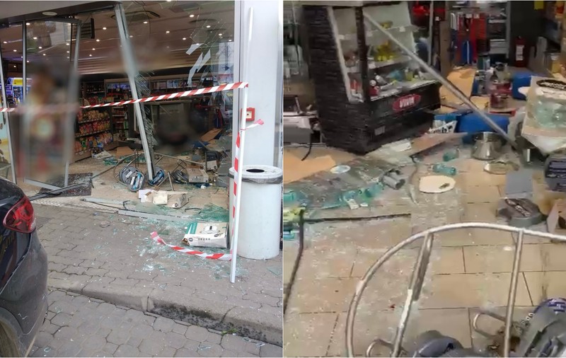 Un șofer a intrat cu mașina în magazinul unei benzinării din Arad. Poliție: „Efectua o manevră de mers înapoi” | VIDEO