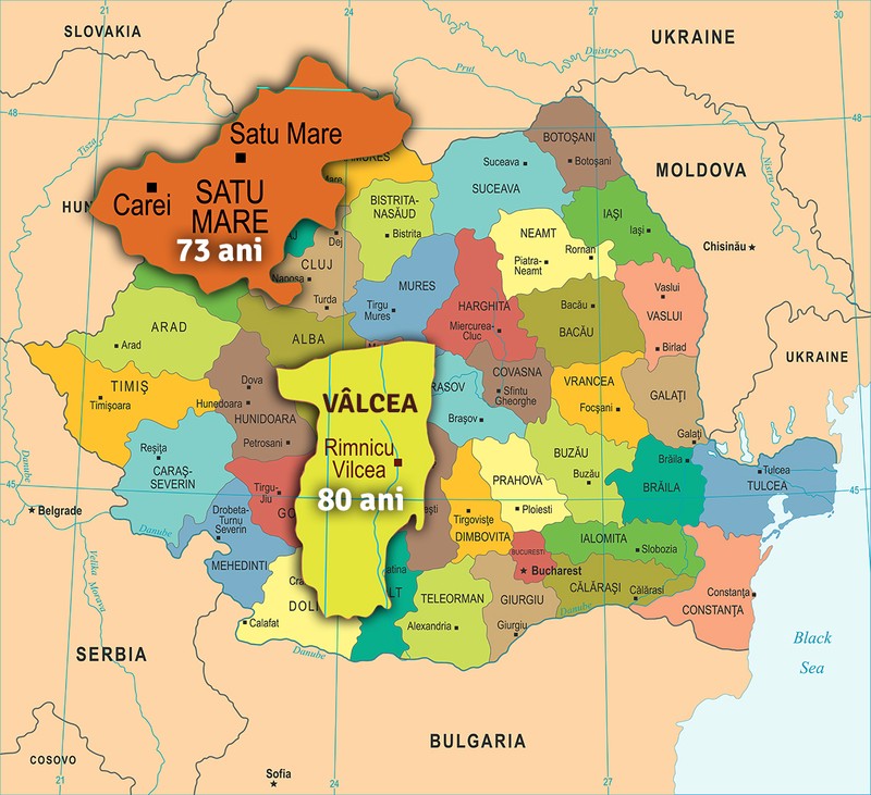 Cele două extreme ale României, la capitolul speranță de viață