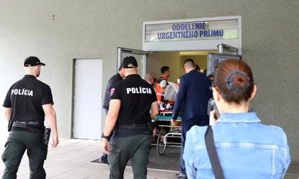 Rescue workers and policemen take Slovak Prime Minister Robert Fico, who was shot and injured, to a hospital in the town of Banska Bystrica, central Slovakia, Wednesday, May 15, 2024.,Image: 873207642, License: Rights-managed, Restrictions: This content is intended for editorial use only. For other uses, additional clearances may be required. No Use in Slovakia SLOVAKIA OUT CZECH REPUBLIC OUT MANDATORY CREDIT, Model Release: no, Pictured: Robert Fico