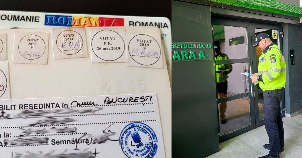 Un politist in fata unei usi , verifica vizele de flotant pentru elevii inscrisi in clasa 0