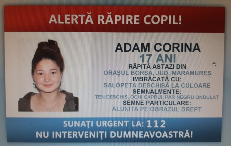 Fata de 17 ani care ar fi fost răpită pe o stradă din Borșa a fost găsită nevătămată în Arad. Urmărirea a fost revocată