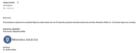 E-mailul trimis angajaților