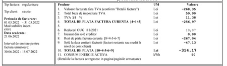 Extras din factura la electricitate pe luna martie