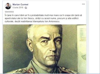 Marian Curmei, postare despre maresalul Ion Antonescu. Foto: Facebook, Marian Curmei