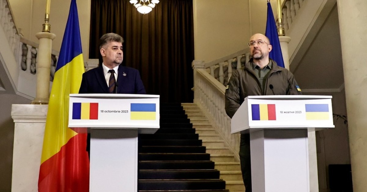 Premierul Marcel Ciolacu și omologul său Denis Șmihal, la Kiev. Foto: Guvernul României