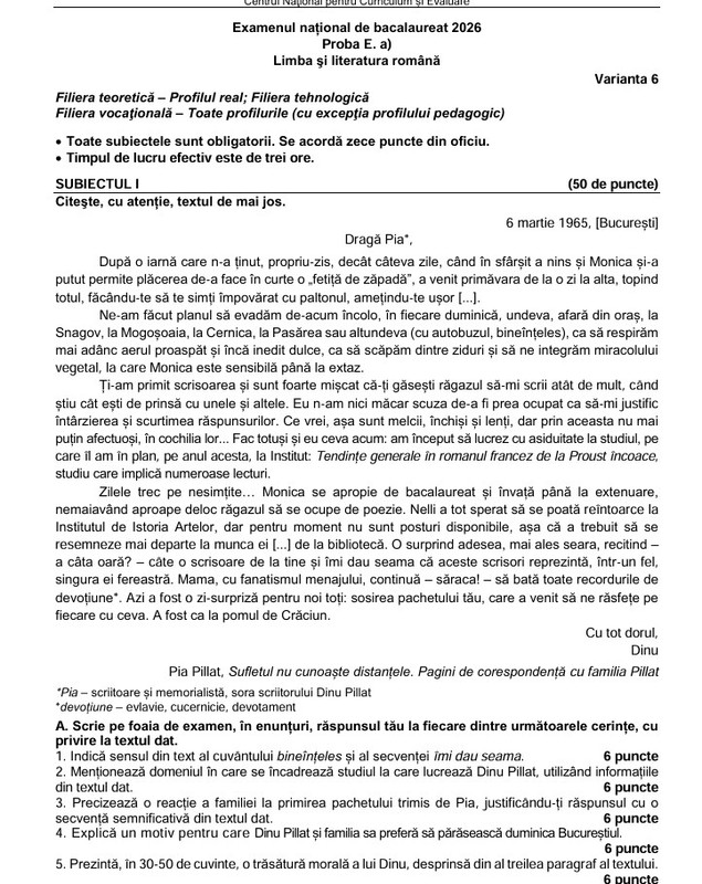 Subiecte Română la BAC 2026 - Bacovia și Arghezi, principalele subiecte de rezolvat. Cum se punctează fiecare cerință