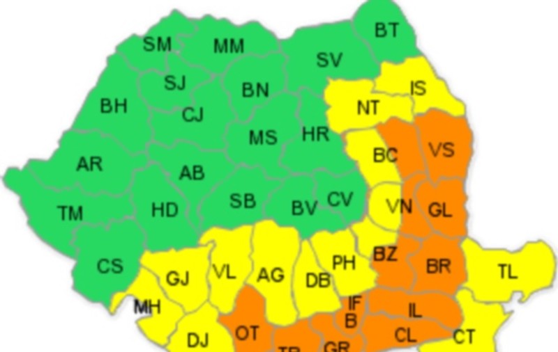 COD PORTOCALIU de caniculă: duminică vor fi 39 DE GRADE la umbră, în București și în 12 județe!
