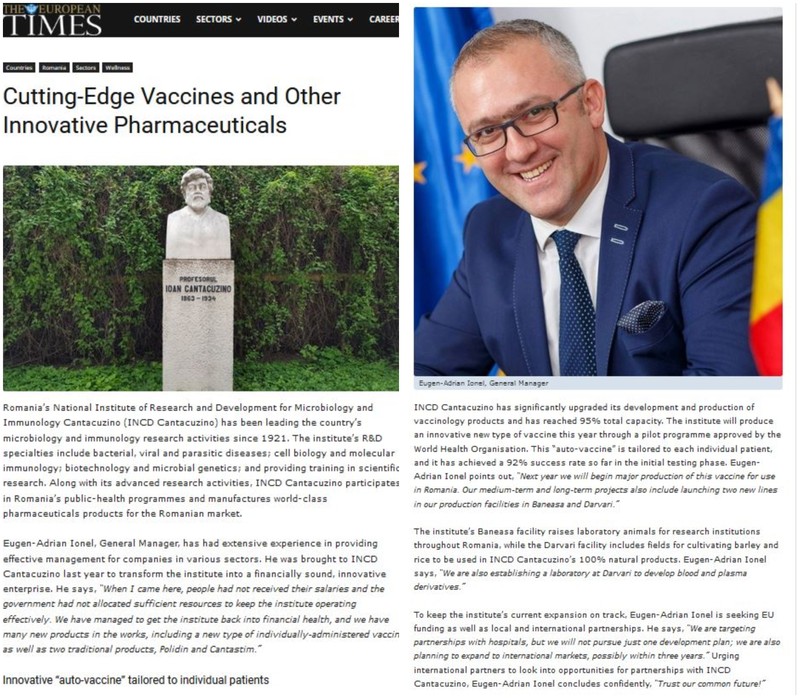 Articolul publicat pe The European Times