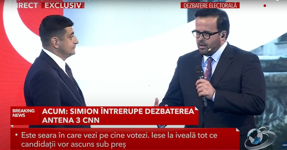 George Simion și Mihai Gâdea în studioul Antena 3