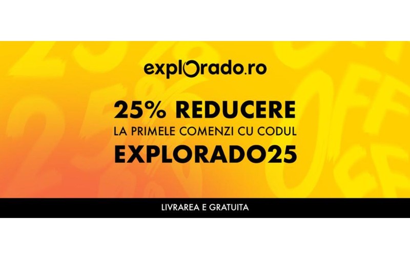 Explorado.ro urează bun venit cumpărătorilor cu reduceri de 25% la primele comenzi