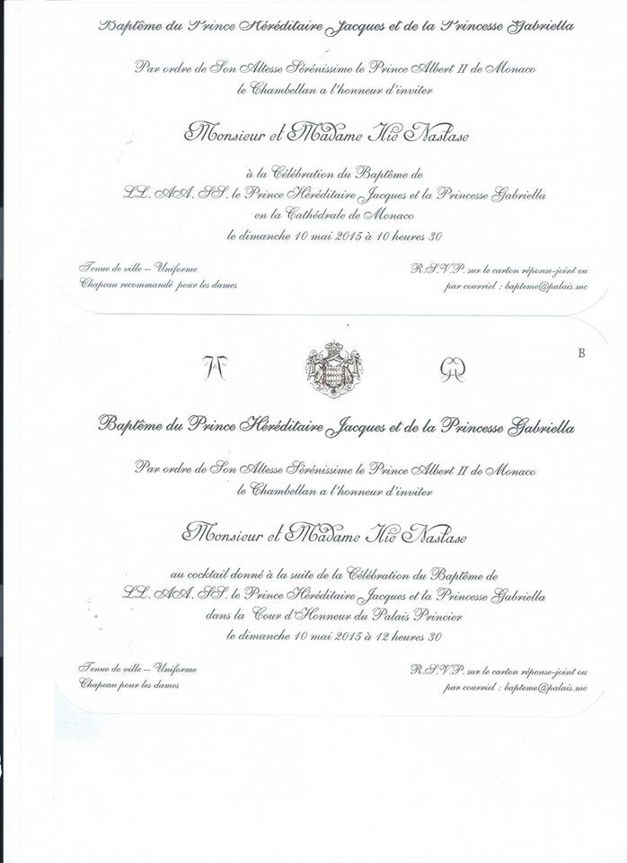 Asa arata invitația trimisă de Prințul Albert de Monaco