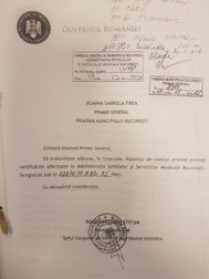 Raportul a ajuns la Primăria Capitalei pe 22 noiembrie 2017