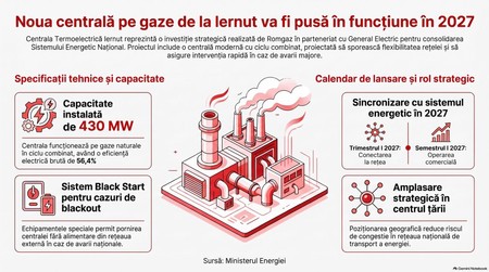 Noua centrală pe gaze Iernut. Infografic realizat cu ajutorul Inteligenței Artificiale