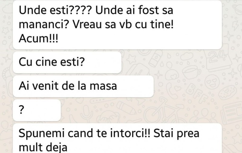 O femeie abuzată a publicat mesajele primite de la soțul violent