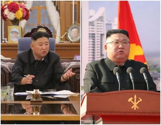 În stânga, un Kim Jong-un aparent mai slab, la o reuniune a liderilor la Phenian FOTO: EPA