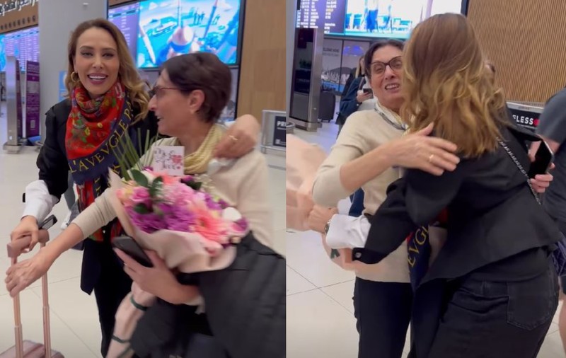 Iulia Vântur, întâlnire emoționantă cu mama ei în aeroport: „Reunite”. I-a adus flori și baloane