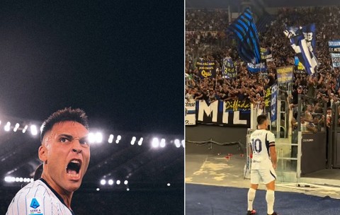 Lautaro Martinez, jucătorul lui Inter Milano, se bucură după ce a înscris un gol