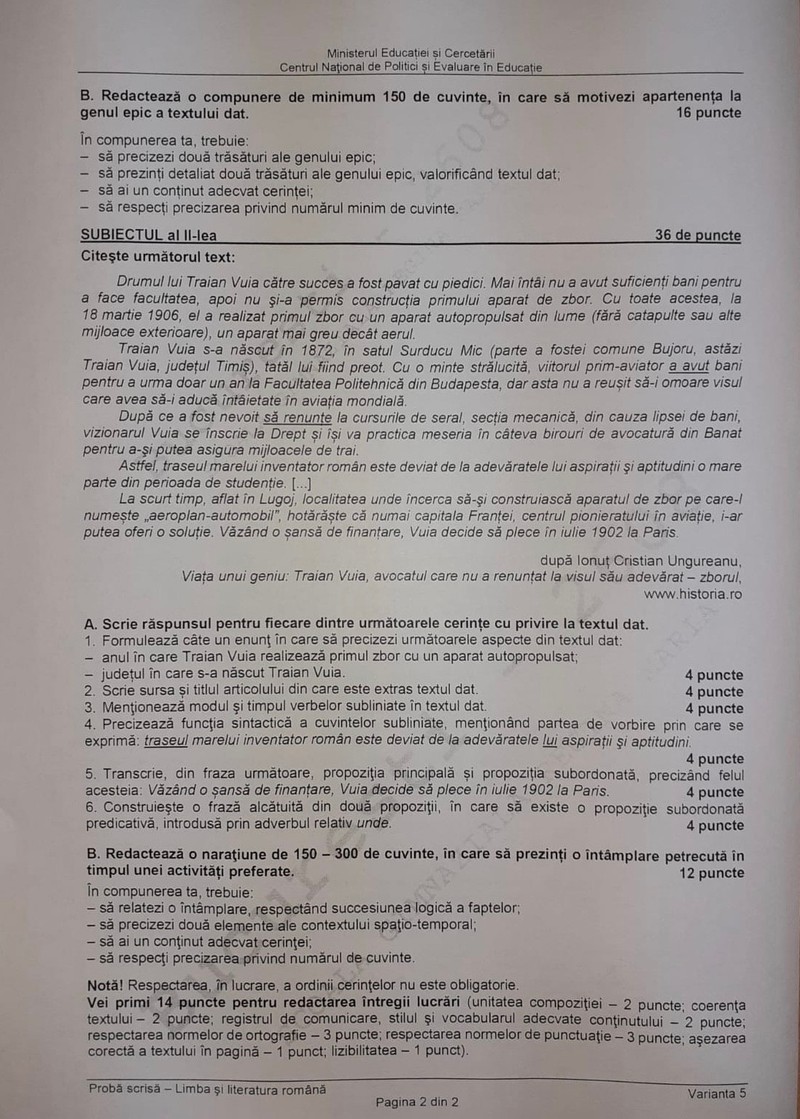 subiecte-romana-evaluare-nationala-2020-2