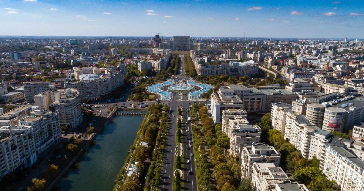 Vedere aeriană a centrului orașului București