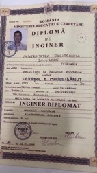 Diploma depusă de Carașol care ar fi falsă / foto: edupedu.ro