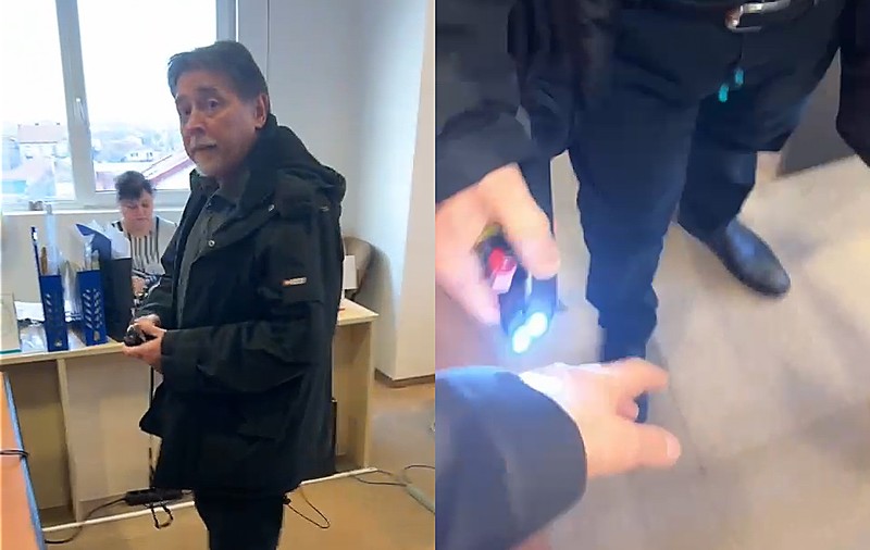 Director de la DSP Arad, filmat când a folosit un dispozitiv cu electroșocuri pe un coleg. Venise și cu spray cu piper la birou
