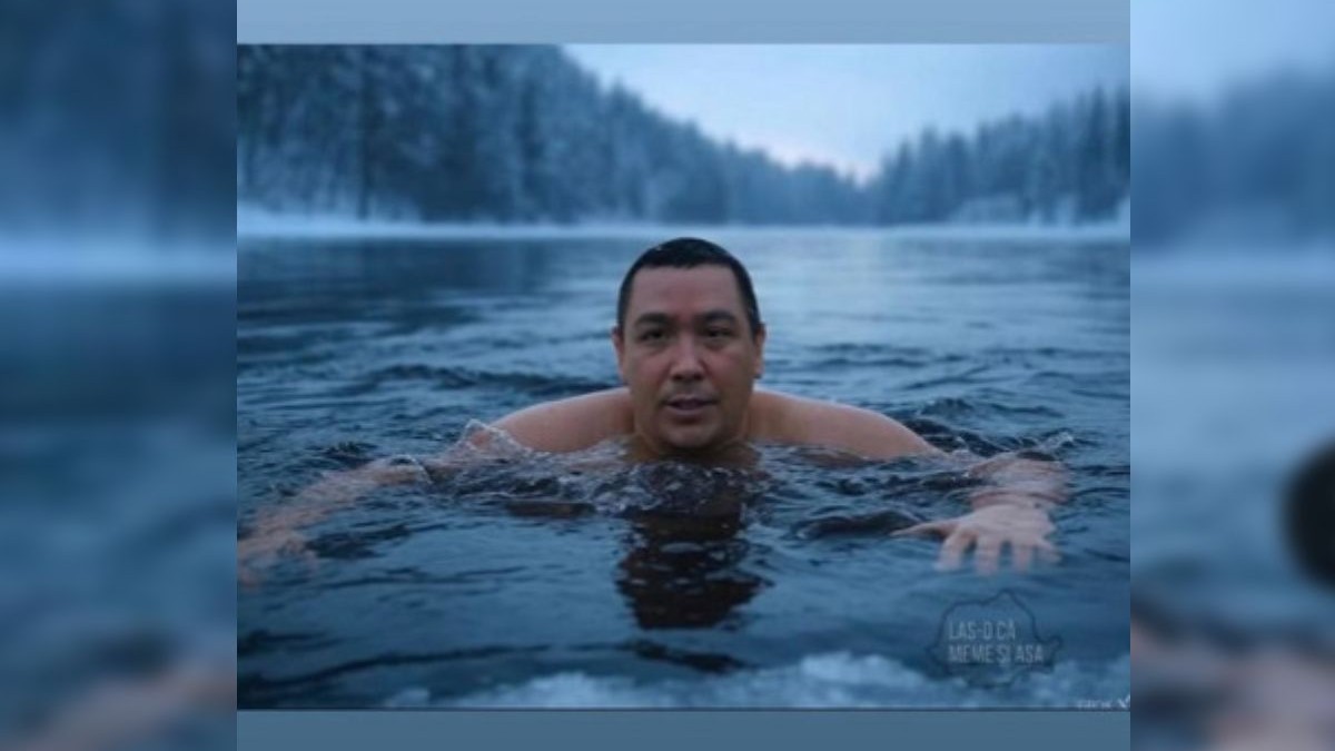 Victor Ponta în lacul înghețat Sursă foto Facebook