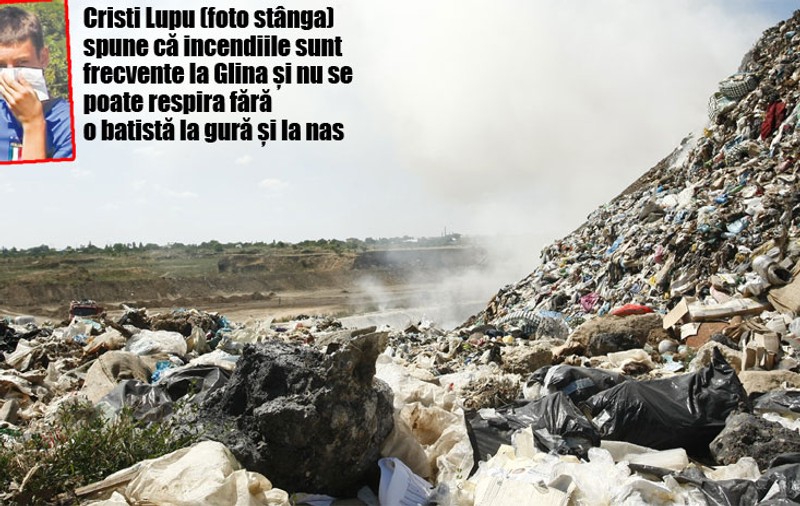 Muntele de gunoi de la Glina a luat foc