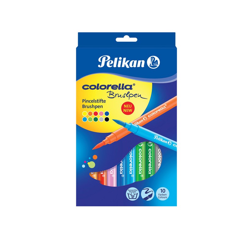 Pelikan Carioci Colorella Super Brush, Set 10 culori, Varf special tip pensula