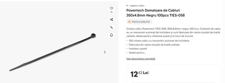 coliere la vânzare cu 12,4 lei punga de 100 bucăți cu dimensiunile indicate de firmă