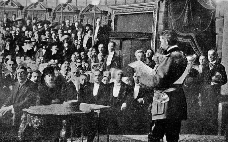 Regele Ferdinand, adresându-se primului Parlament ales prin vot universal