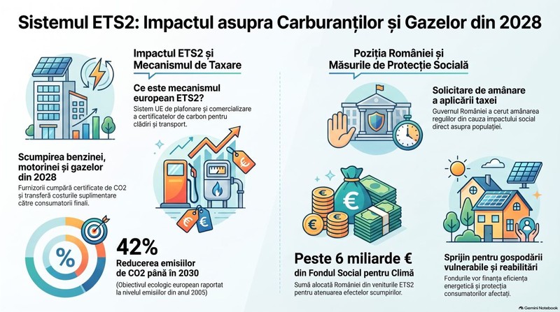 Impactul sistemului ETS2 din 2028. Infografic realizat cu ajutorul Inteligenței Artificiale