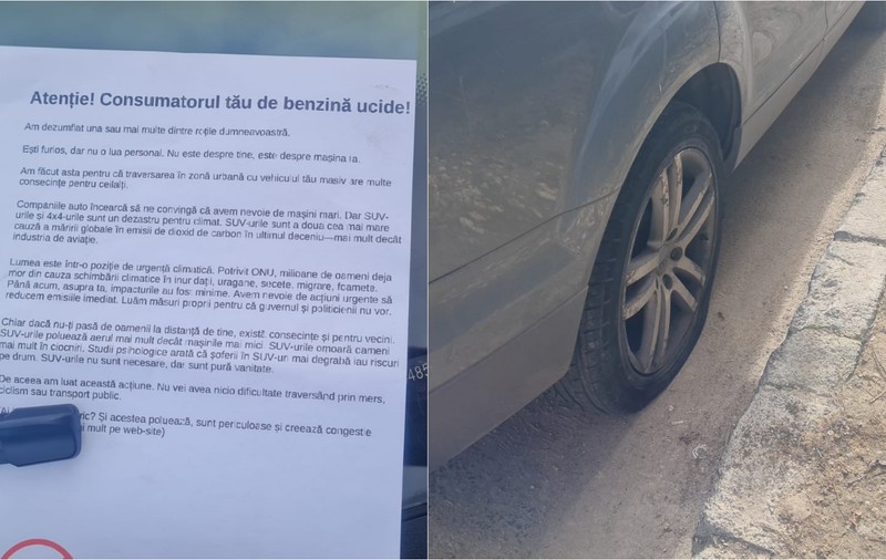 Mașini vandalizate într-un cartier de lux din Constanța. Mesaje ecologiste lăsate în parbrize