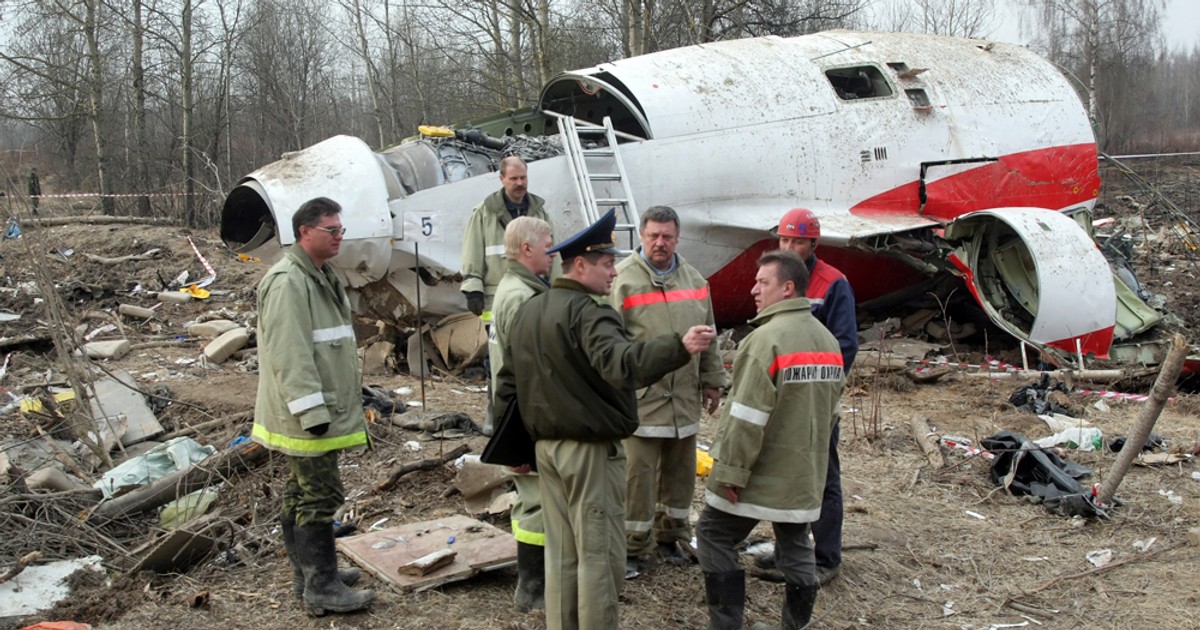 Locul prăbușirii avionului la Smolensk