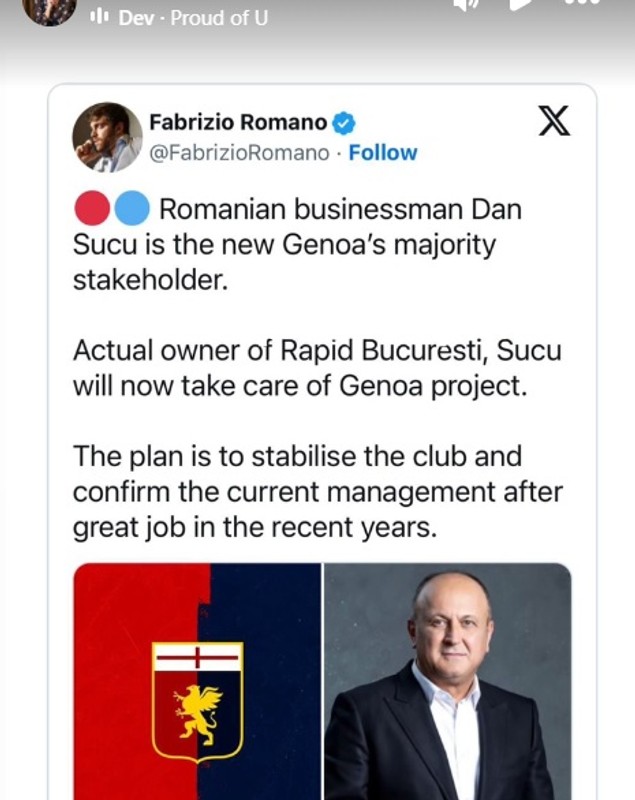 Cele șase cuvinte folosite de Diana Șucu pentru a-și descrie soțul. Ce melodie i-a dedicat după ce Dan Șucu a cumpărat clubul italian Genoa