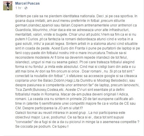 Mesajul lui Marcel Pușcaș