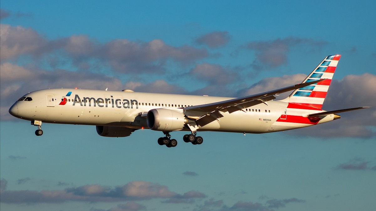 Un avion American Airlines în timpul zborului