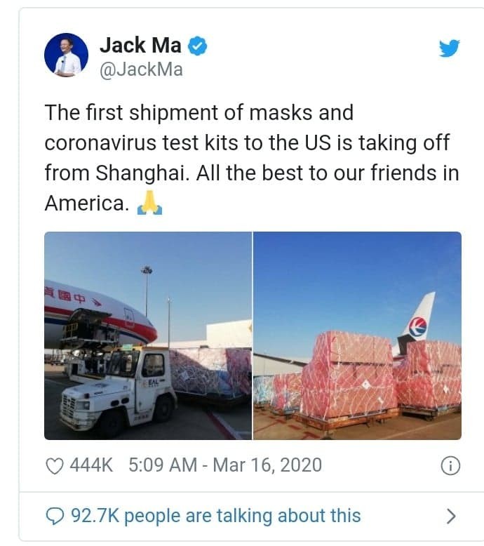 Jack Ma, fondator Alibaba | sursa Twitter