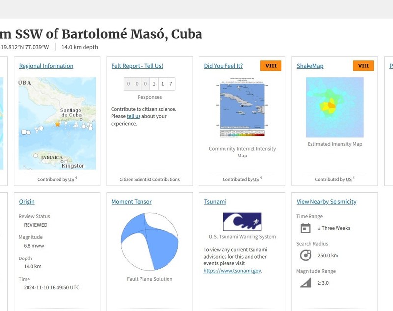 Cutremur în Cuba, cu magnitudinea 6,8. Al doilea seism puternic în mai puțin de o oră
