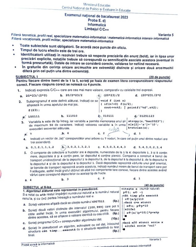 Subiecte informatică BAC 2023. Ce au avut de rezolvat elevii care au ales să dea Bacul la această materie