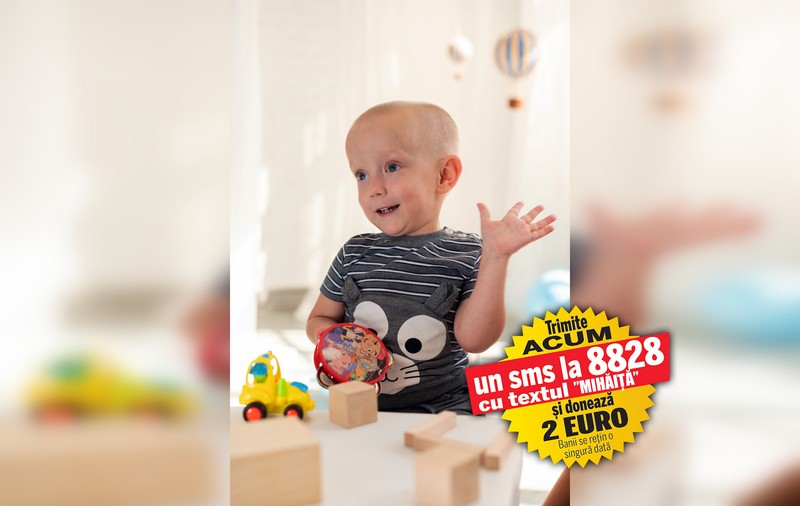 Boala l-a țintuit pe Mihăiță într-un scaun cu rotile. Copilul are nevoie de un tratament genetic de 2.100.000 de dolari