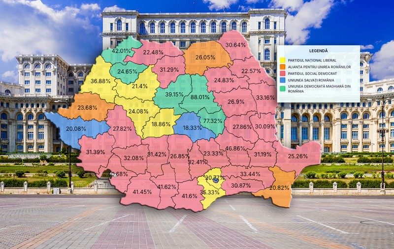 Harta puterii după parlamentare. PSD ia un sfert din mandate, AUR și-a dublat scorul. Fiefurile PNL s-au redus la șase județe | Analiză