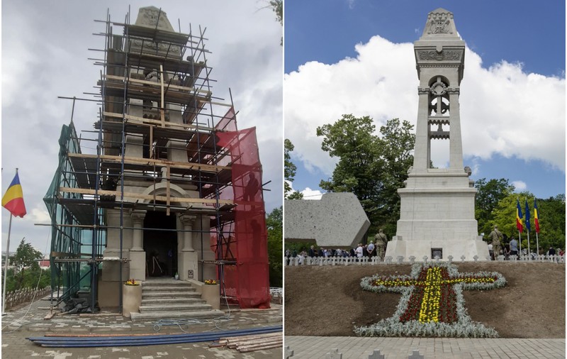 Schele date jos pentru ca primarul Iașiului să poată inaugura renovarea Monumentului Eroilor, apoi puse la loc