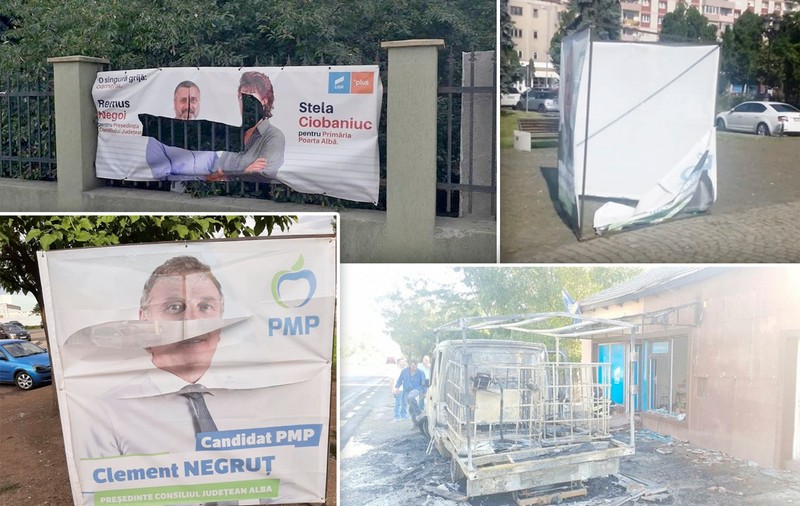 Corturi rupte, afișe tăiate, sedii de partid incendiate și amenințări cu moartea