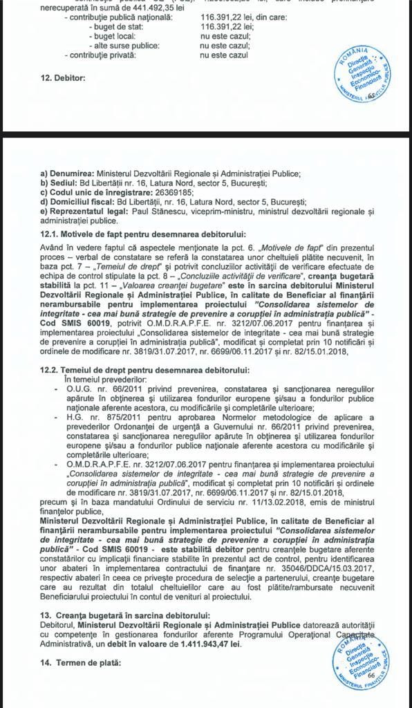 Extras din Raportul Ministerului de Finanțe care vorbește despre neregulile atribuirii contractului