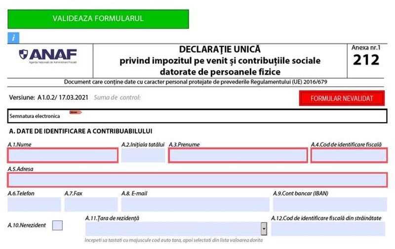 Declaratia unică 2021 se depune până pe 25 mai