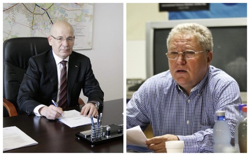 Dumitru Şodolescu(stânga) , directorul general al Metrorex şi Ion Rădoi(dreapta) preşedintele "Uniteatea - Sindicatul Liber Metrou".