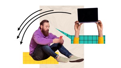 Creative,Trend,Collage,Of,Mature,Man,Social,Media,Communication,Netbook