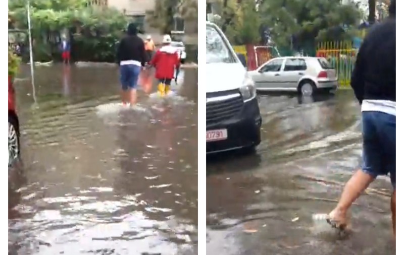 VIDEO | Rupere de nori în București, mai multe străzi au fost inundate. Canalizarea a cedat