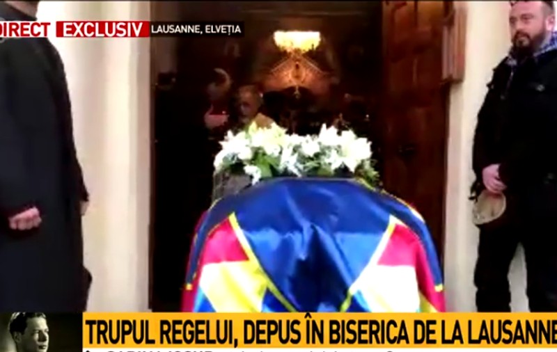 Sicriul cu trupul Regelui Mihai a fost depus la Biserica Ortodoxă din Lausanne