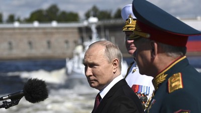 Russian President Putin Reviews the Parade of Ships on Navy Day